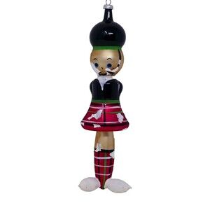 De Carlini Plaid Soldier Blown Glass Ornament Made in Italy